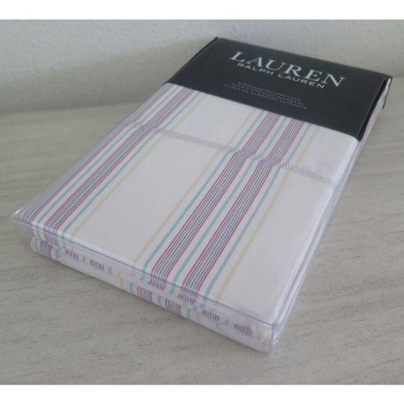 Lauren Ralph Lauren Set of 2 Claudia Stripe STANDARD Pillowcases $135+ - Picture 8 of 8